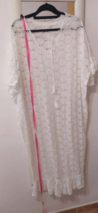 Vestido playero blanco encaje talla única