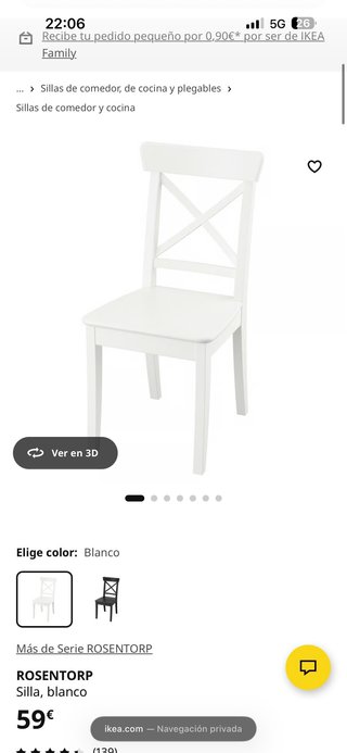 Mesa extensible y 4 Sillas Comedor Blancas
