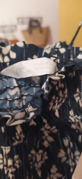 Camisa estampada azul y beige