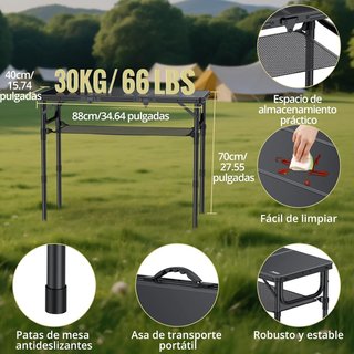 Mesa Plegable Camping Aluminio Ajustable 90cm