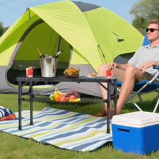 Mesa Plegable Camping Aluminio Ajustable 90cm