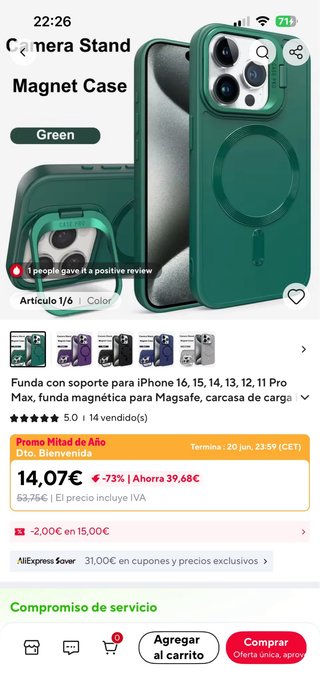 Custodia magnetica per iPhone con supporto verde