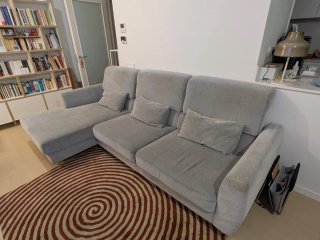 Sofá Chaise Longue Ikea Gris Tela