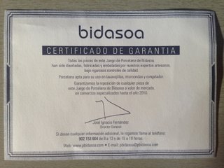 Vajilla Bidasoa porcelana marfil 76 piezas nueva