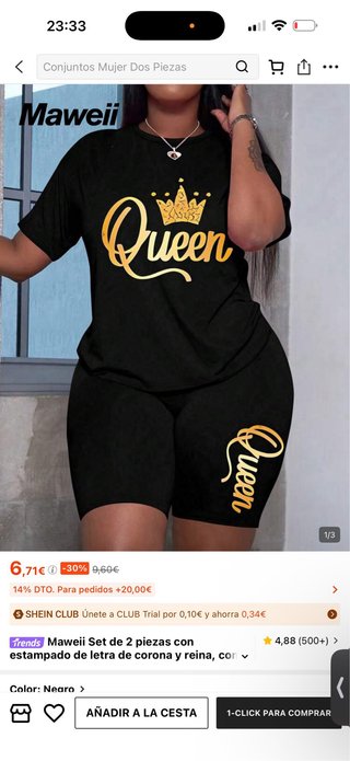 Chándal Queen Negro Letras Doradas