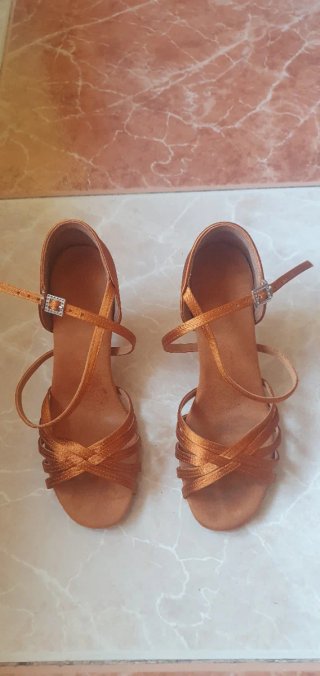 Zapatos de bailes latinos dorados/naranja T.38