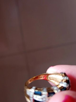 Anillo Oro 18k Zafiros  AZULES y Brillantes Blanco