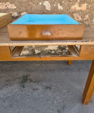 MESA TOCINERA ANTIGUA.2 CAJONES.MADERA.175x78x77h