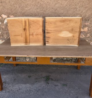 MESA TOCINERA ANTIGUA.2 CAJONES.MADERA.175x78x77h