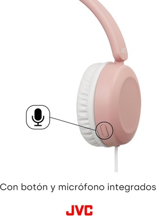 JVC auriculares cable micrófono plegables rosa