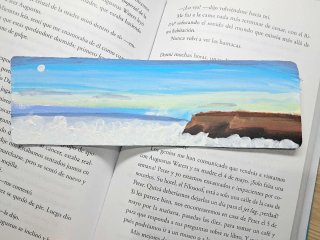 Marcapáginas de paisaje pintado a mano