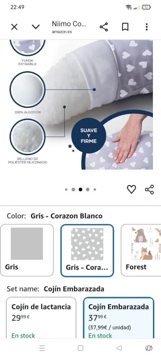 Cojín Lactancia Niimo XXL Gris Corazón Blanco
