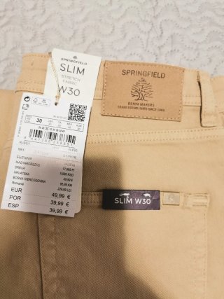 Pantalón Springfield Slim Beige Talla 30