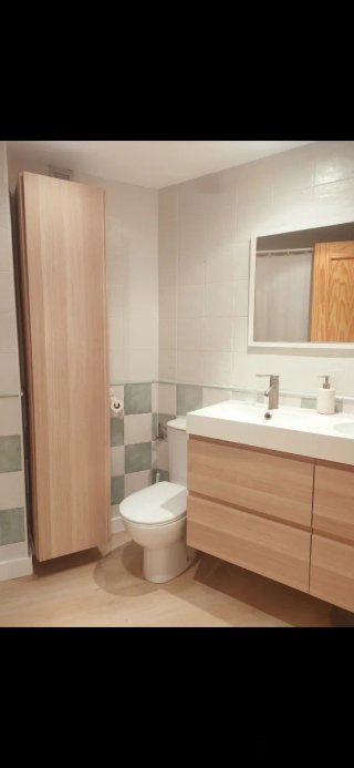 Lavabo doble con mueble y columna