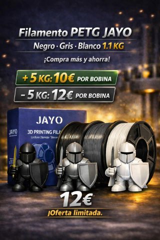 Filamento PETG JAYO 1.1 KG Negro/Gris/Blanco