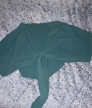 Blusa de atar verde azulado talla única