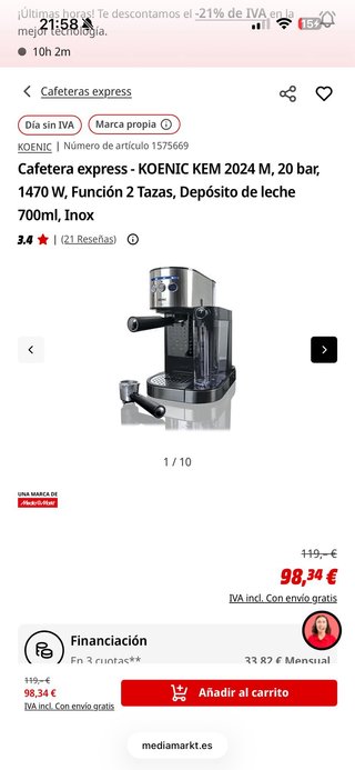 Cafetera Koenic KEM 2024 M