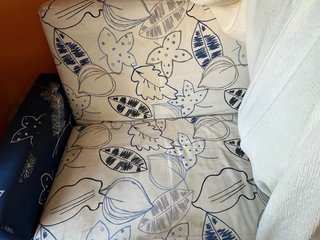 Sofá Cama Tela Azul y Blanco