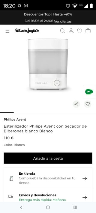 Esterilizador Philips Avent con Secador