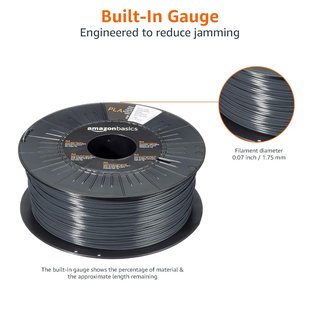Amazon Basics filamento PLA 3D gris oscuro 1kg
