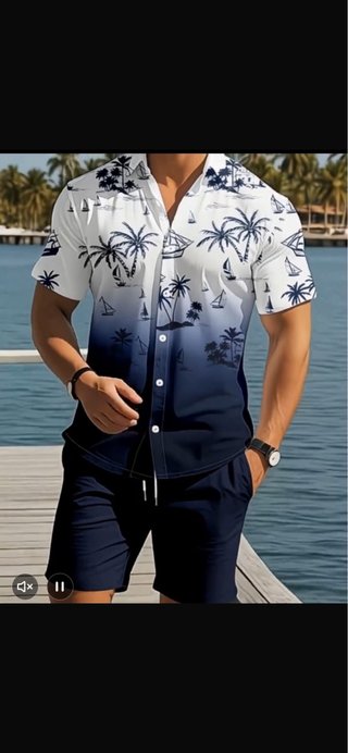 Conjunto de Verano Hombre Azul y Blanco