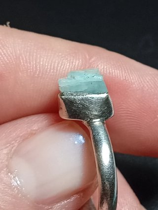 Anillo Plata Ley aguamarina en bruto