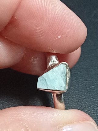 Anillo Plata Ley aguamarina en bruto