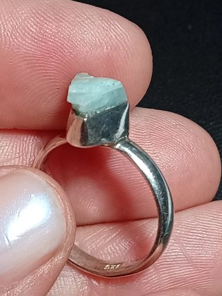 Anillo Plata Ley aguamarina en bruto