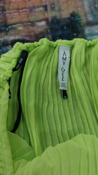 Camicetta chiffon plissettata verde M-L