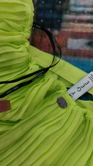 Camicetta chiffon plissettata verde M-L