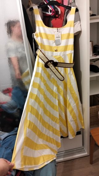 Vestido Zara Rayas Amarillas Talla L