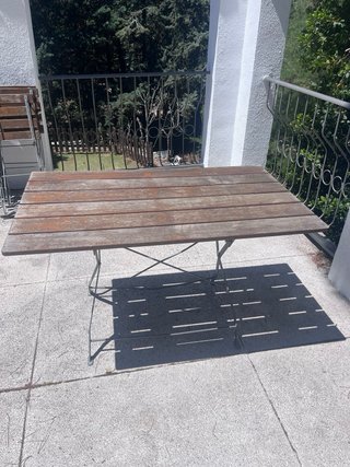 Conjunto mesa y sillas exterior madera
