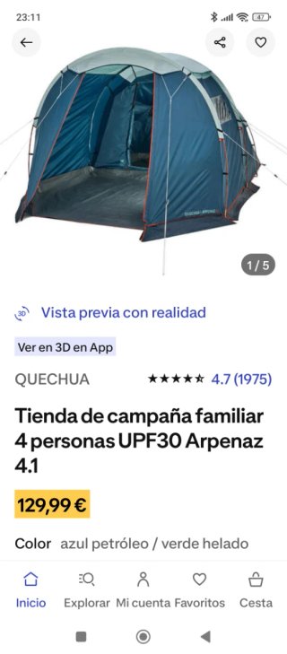 Tienda campaña familiar Decathlon 4 personas