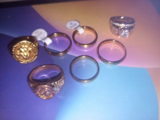 Pack 7 Anillos Dorados chapado de oro  24k