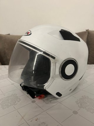 Casco Moto Blanco con Visera