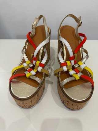 Sandalias Clergerie Cuña Corcho Piel Talla 39