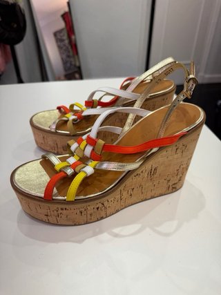 Sandalias Clergerie Cuña Corcho Piel Talla 39