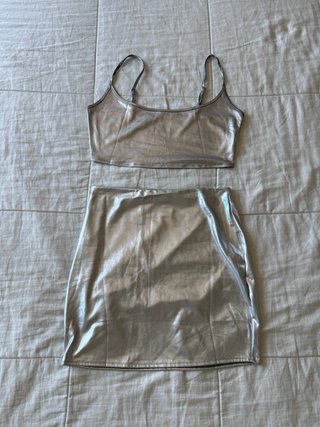Set argentato Top + gonna