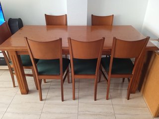 Mesa comedor pino macizo y 6 sillas