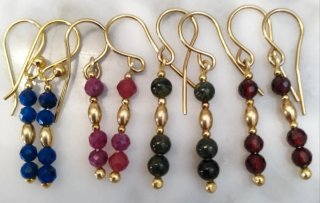 Pendientes Plata 925 Baño Oro Rubí