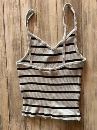 Top corto rayas celeste y negro Talla XXS