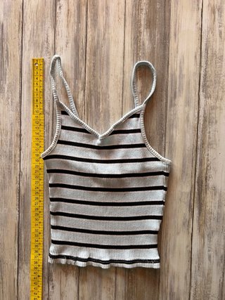 Top corto rayas celeste y negro Talla XXS