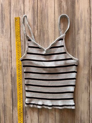 Top corto rayas celeste y negro Talla XXS