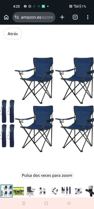 Pack 4 Sillas Plegables Camping Azul