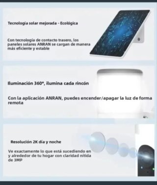 2 Cámaras Vigilancia Foco Solar Wifi 128GB