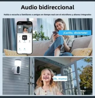 2 Cámaras Vigilancia Foco Solar Wifi 128GB