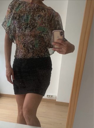 Blusa Transparente Estampada Talla M