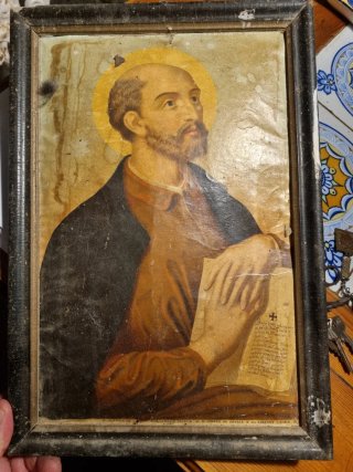 Antigua lámina religiosa San Ignacio