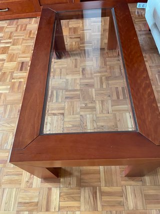 Vitrina de salón madera y cristal