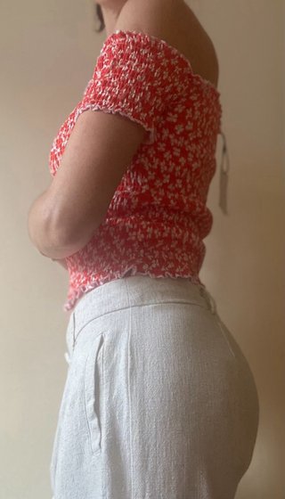 Top Stradivarius Fruncido Floral M